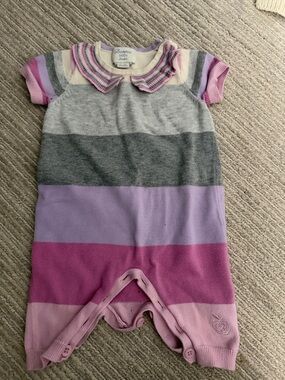 Bonnie Baby Pink & Purple Stripe Knit One-Piece